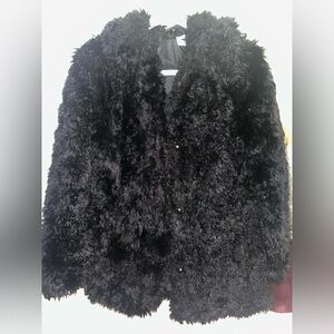 H&M Divided Oversized Black Faux Fur Coat Size S